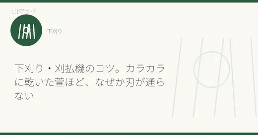 下刈り・刈払機のコツ。カラカラに乾いた萱ほど、なぜか刃が通らない