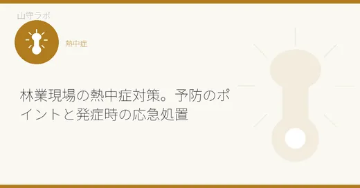 林業現場の熱中症対策。予防のポイントと発症時の応急処置