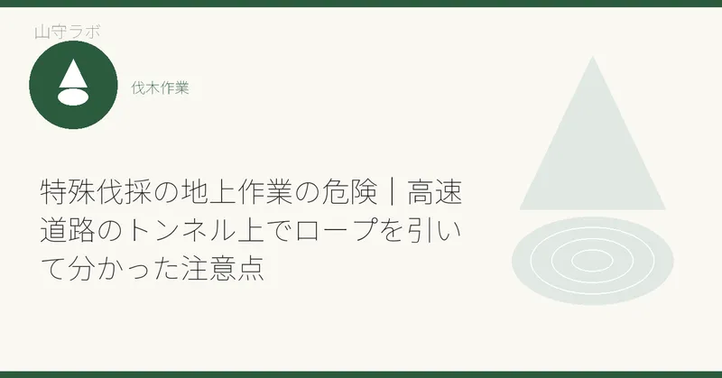 特殊伐採の地上作業の危険|高速道路のトンネル上でロープを引いて分かった注意点